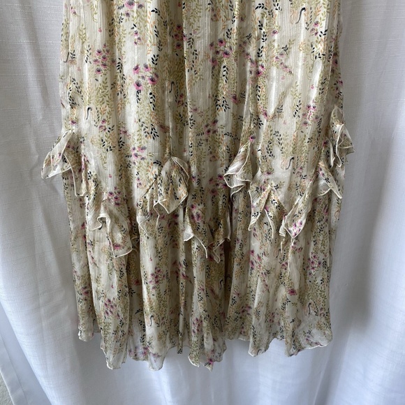 Anthropologie Anna Sui Dress Romantic Myotosis Midi Silk Cottagecore Ruffle Sz 4 - Picture 11 of 13